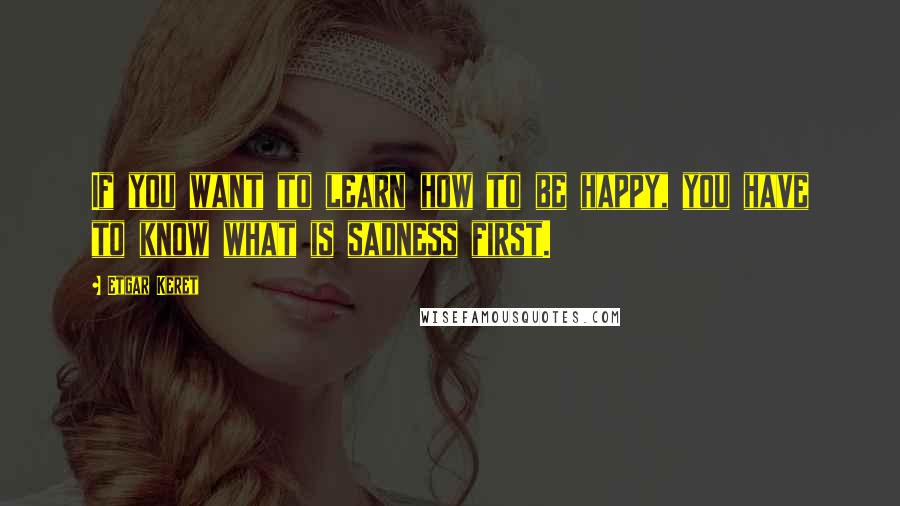 Etgar Keret Quotes: If you want to learn how to be happy, you have to know what is sadness first.