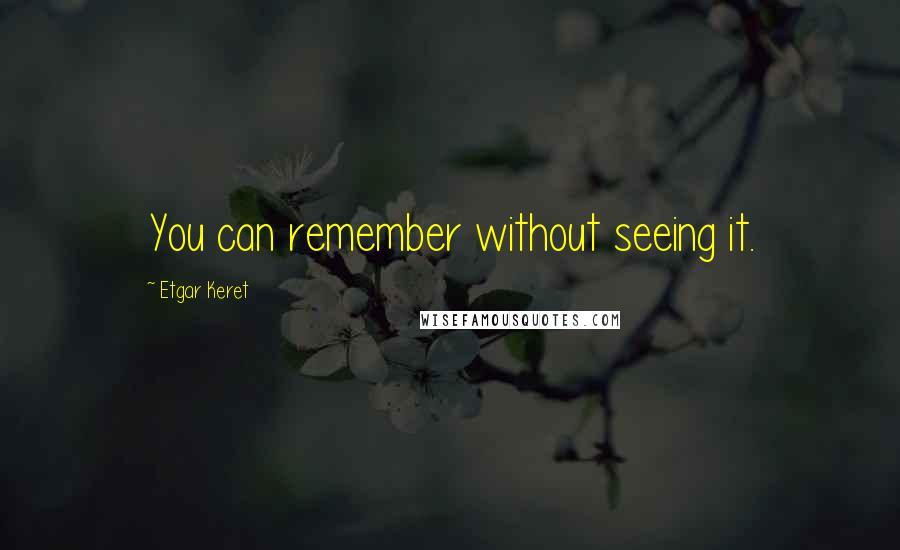 Etgar Keret Quotes: You can remember without seeing it.