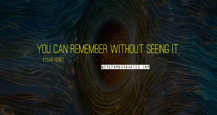 Etgar Keret Quotes: You can remember without seeing it.