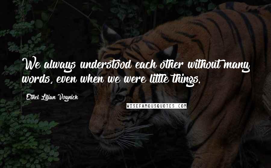 Ethel Lilian Voynich Quotes: We always understood each other without many words, even when we were little things.