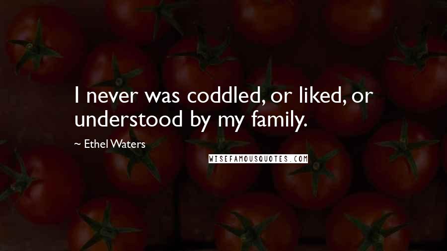 Ethel Waters Quotes: I never was coddled, or liked, or understood by my family.