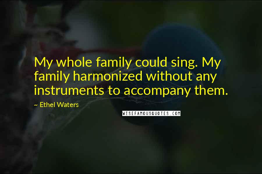Ethel Waters Quotes: My whole family could sing. My family harmonized without any instruments to accompany them.