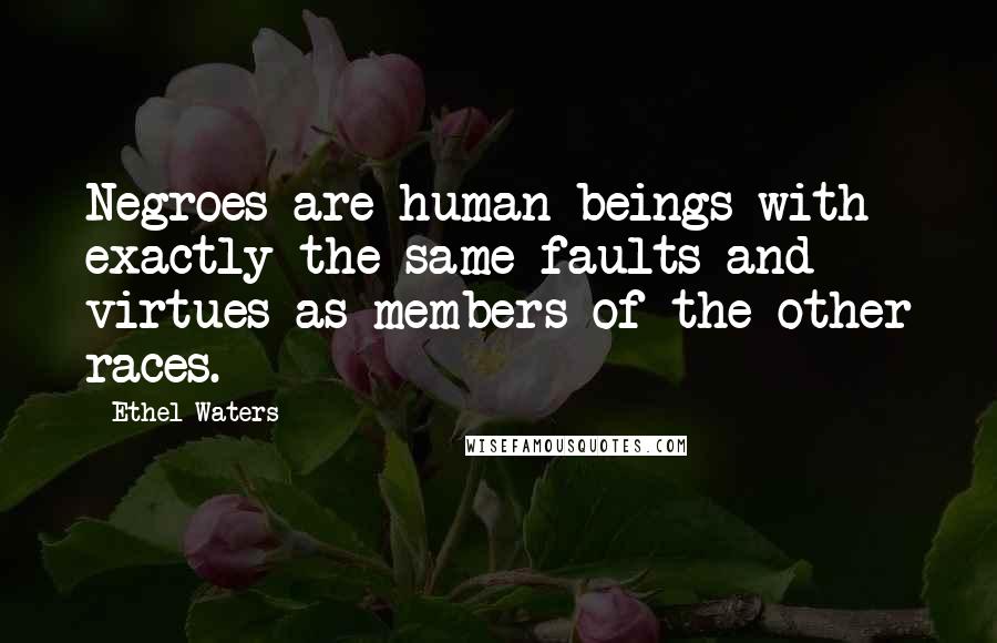 Ethel Waters Quotes: Negroes are human beings with exactly the same faults and virtues as members of the other races.