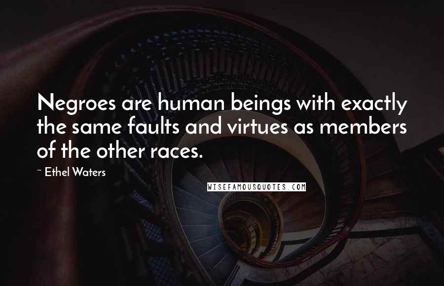 Ethel Waters Quotes: Negroes are human beings with exactly the same faults and virtues as members of the other races.