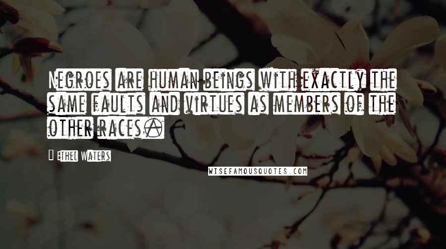 Ethel Waters Quotes: Negroes are human beings with exactly the same faults and virtues as members of the other races.