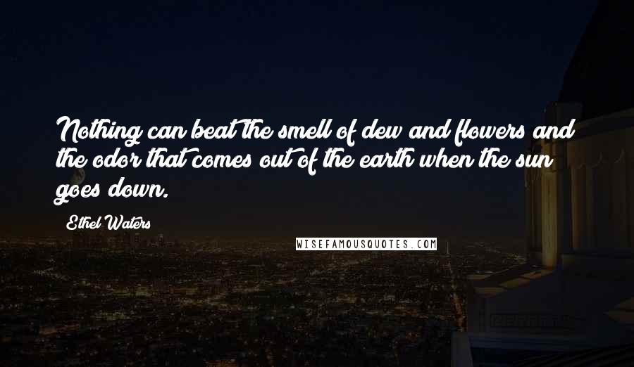 Ethel Waters Quotes: Nothing can beat the smell of dew and flowers and the odor that comes out of the earth when the sun goes down.