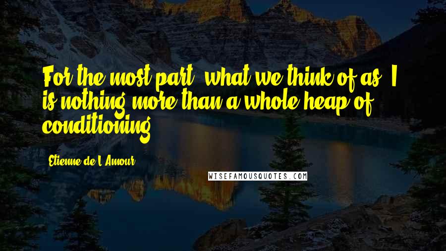 Etienne De L'Amour Quotes: For the most part, what we think of as 'I' is nothing more than a whole heap of conditioning.