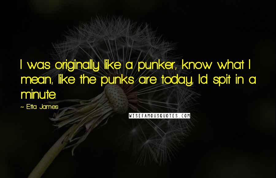 Etta James Quotes: I was originally like a punker, know what I mean, like the punks are today, I'd spit in a minute.