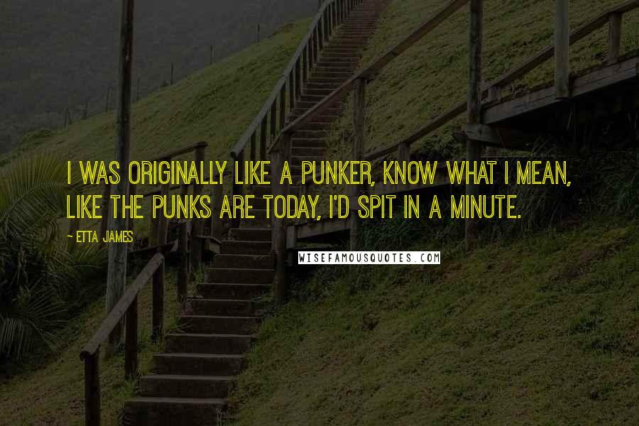 Etta James Quotes: I was originally like a punker, know what I mean, like the punks are today, I'd spit in a minute.