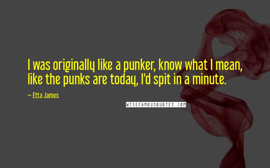 Etta James Quotes: I was originally like a punker, know what I mean, like the punks are today, I'd spit in a minute.