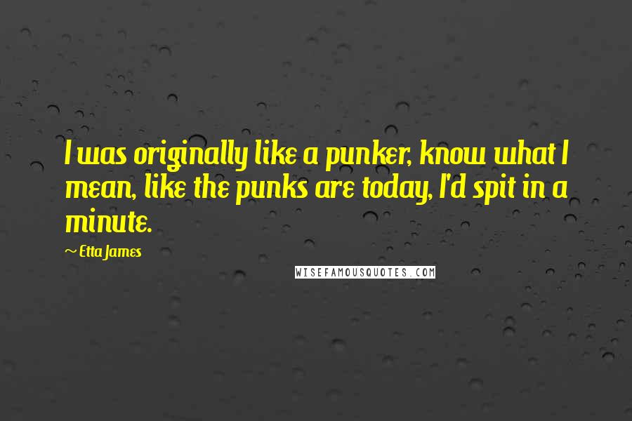 Etta James Quotes: I was originally like a punker, know what I mean, like the punks are today, I'd spit in a minute.