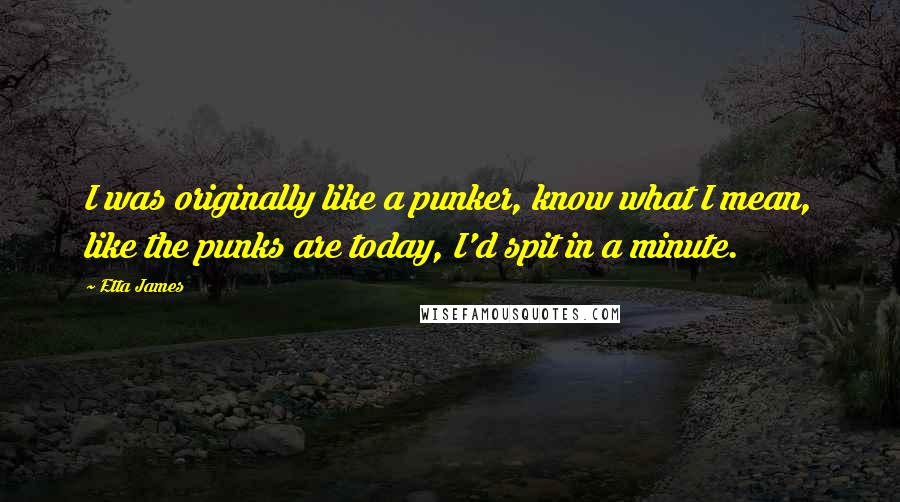 Etta James Quotes: I was originally like a punker, know what I mean, like the punks are today, I'd spit in a minute.