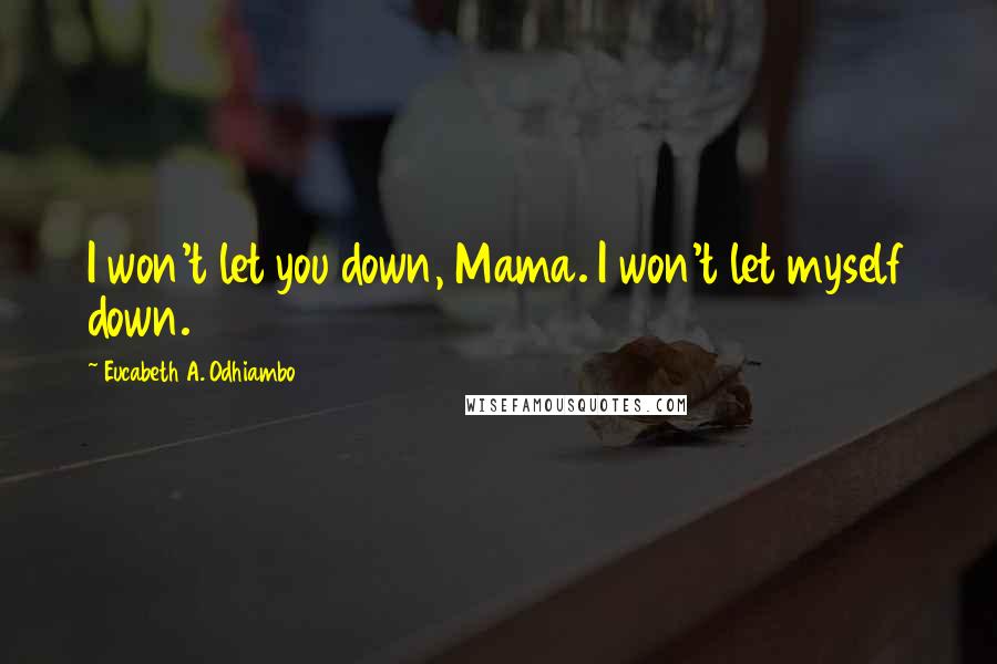 Eucabeth A. Odhiambo Quotes: I won't let you down, Mama. I won't let myself down.