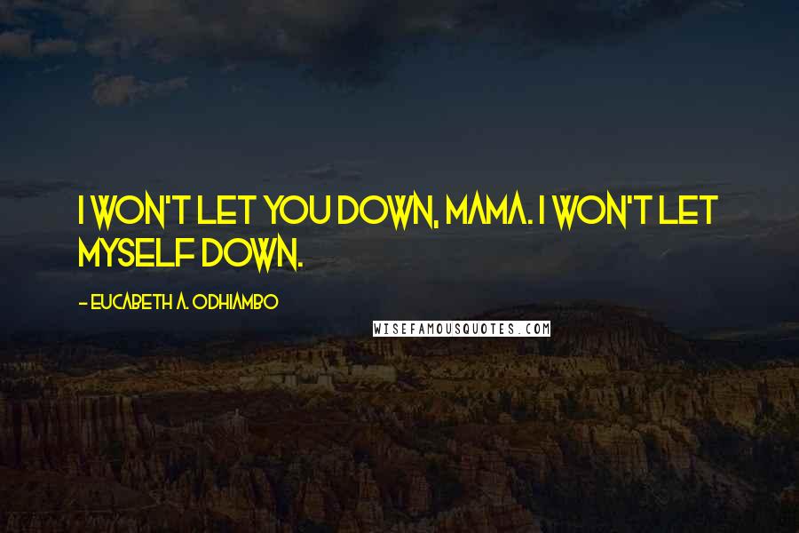 Eucabeth A. Odhiambo Quotes: I won't let you down, Mama. I won't let myself down.