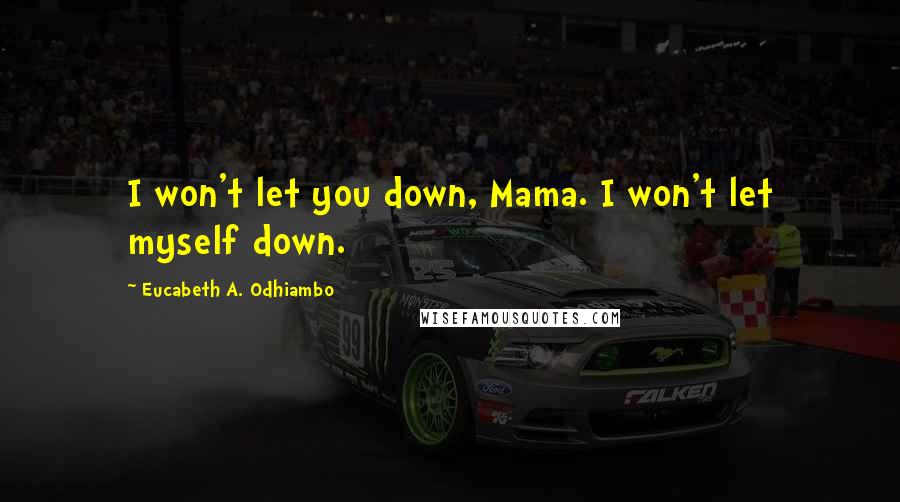 Eucabeth A. Odhiambo Quotes: I won't let you down, Mama. I won't let myself down.