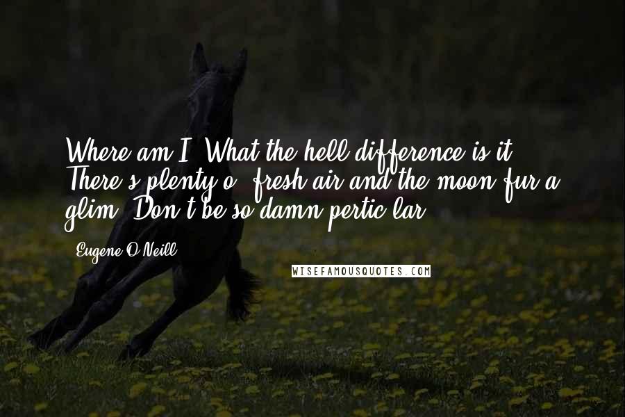 Eugene O'Neill Quotes: Where am I? What the hell difference is it? There's plenty o' fresh air and the moon fur a glim. Don't be so damn pertic'lar!