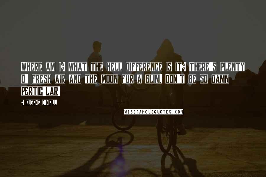 Eugene O'Neill Quotes: Where am I? What the hell difference is it? There's plenty o' fresh air and the moon fur a glim. Don't be so damn pertic'lar!