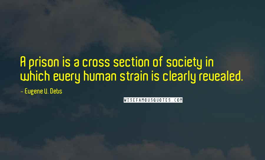 Eugene V. Debs Quotes: A prison is a cross section of society in which every human strain is clearly revealed.