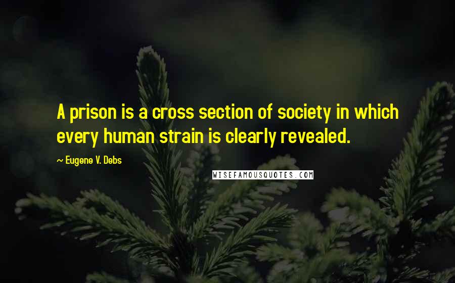 Eugene V. Debs Quotes: A prison is a cross section of society in which every human strain is clearly revealed.