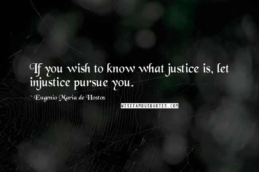 Eugenio Maria De Hostos Quotes: If you wish to know what justice is, let injustice pursue you.