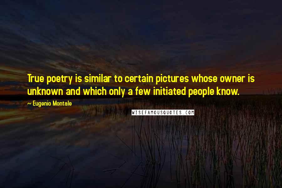 Eugenio Montale Quotes: True poetry is similar to certain pictures whose owner is unknown and which only a few initiated people know.