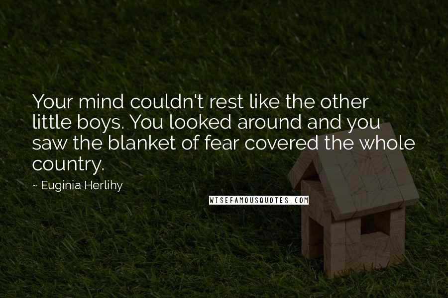 Euginia Herlihy Quotes: Your mind couldn't rest like the other little boys. You looked around and you saw the blanket of fear covered the whole country.