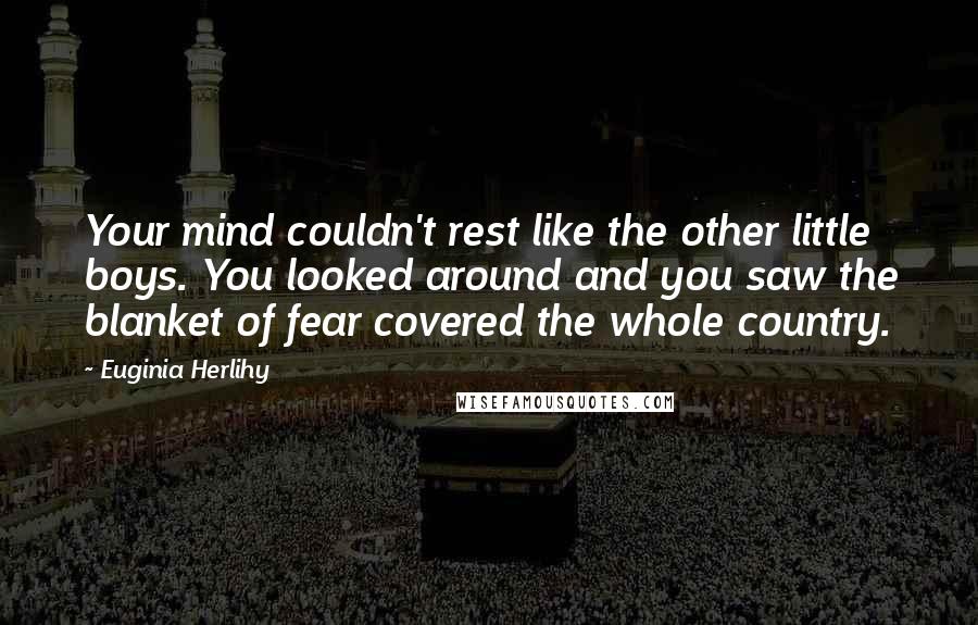 Euginia Herlihy Quotes: Your mind couldn't rest like the other little boys. You looked around and you saw the blanket of fear covered the whole country.