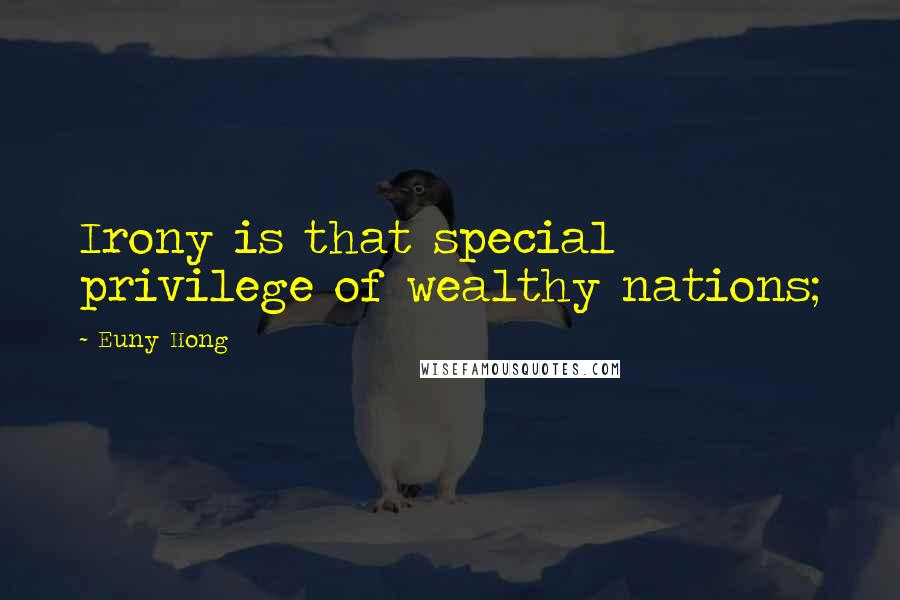 Euny Hong Quotes: Irony is that special privilege of wealthy nations;