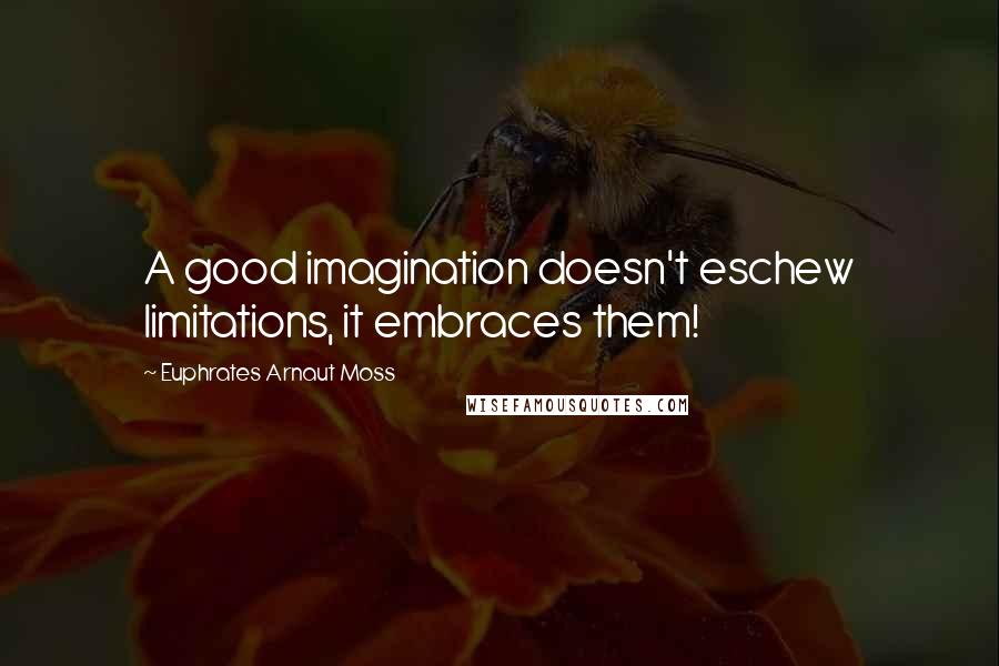 Euphrates Arnaut Moss Quotes: A good imagination doesn't eschew limitations, it embraces them!