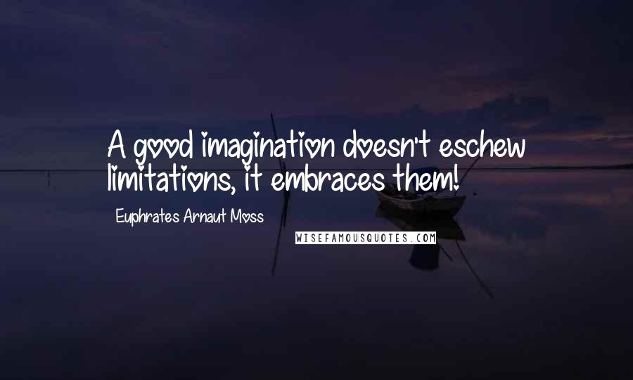 Euphrates Arnaut Moss Quotes: A good imagination doesn't eschew limitations, it embraces them!