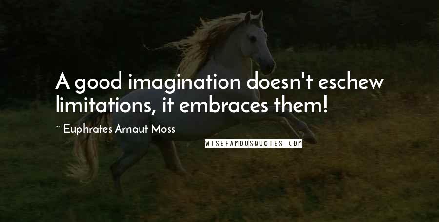 Euphrates Arnaut Moss Quotes: A good imagination doesn't eschew limitations, it embraces them!