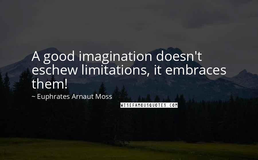 Euphrates Arnaut Moss Quotes: A good imagination doesn't eschew limitations, it embraces them!