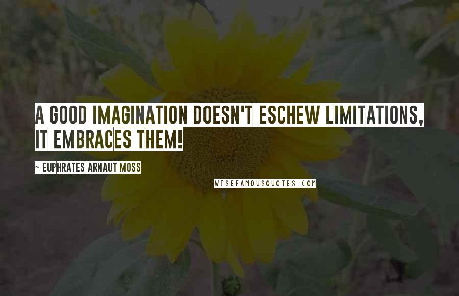 Euphrates Arnaut Moss Quotes: A good imagination doesn't eschew limitations, it embraces them!