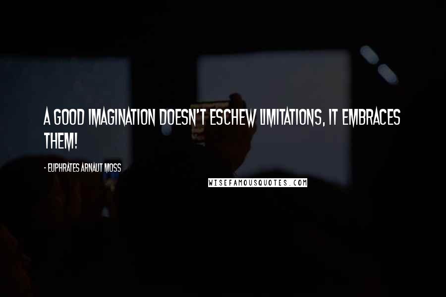 Euphrates Arnaut Moss Quotes: A good imagination doesn't eschew limitations, it embraces them!