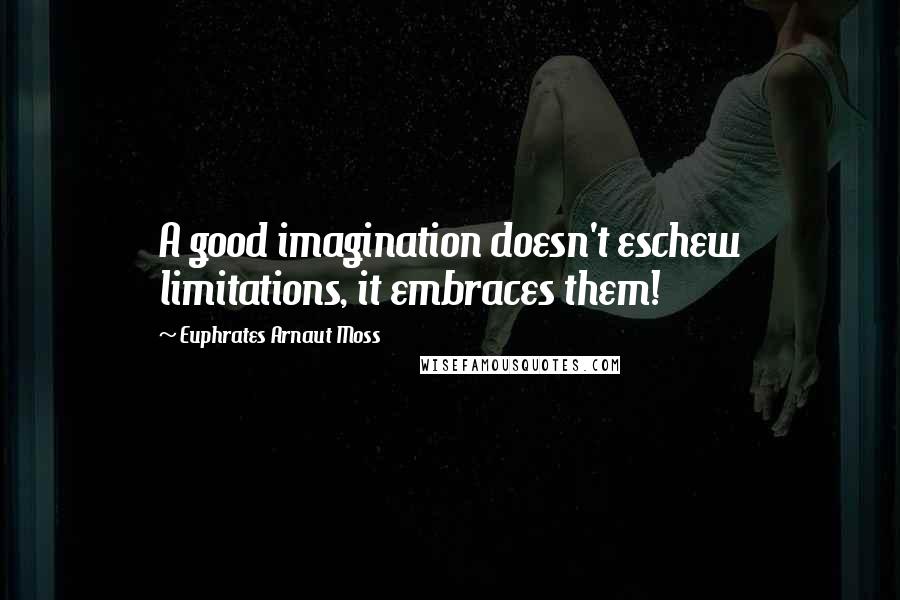 Euphrates Arnaut Moss Quotes: A good imagination doesn't eschew limitations, it embraces them!