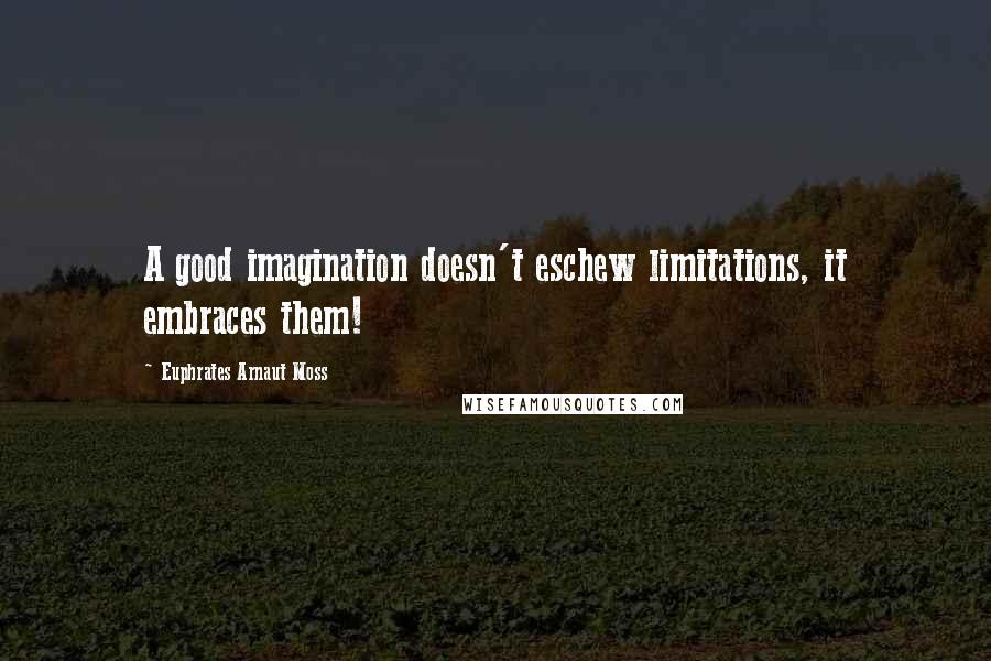 Euphrates Arnaut Moss Quotes: A good imagination doesn't eschew limitations, it embraces them!