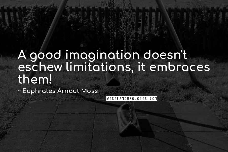 Euphrates Arnaut Moss Quotes: A good imagination doesn't eschew limitations, it embraces them!