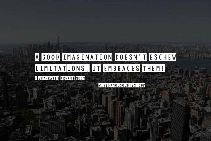 Euphrates Arnaut Moss Quotes: A good imagination doesn't eschew limitations, it embraces them!