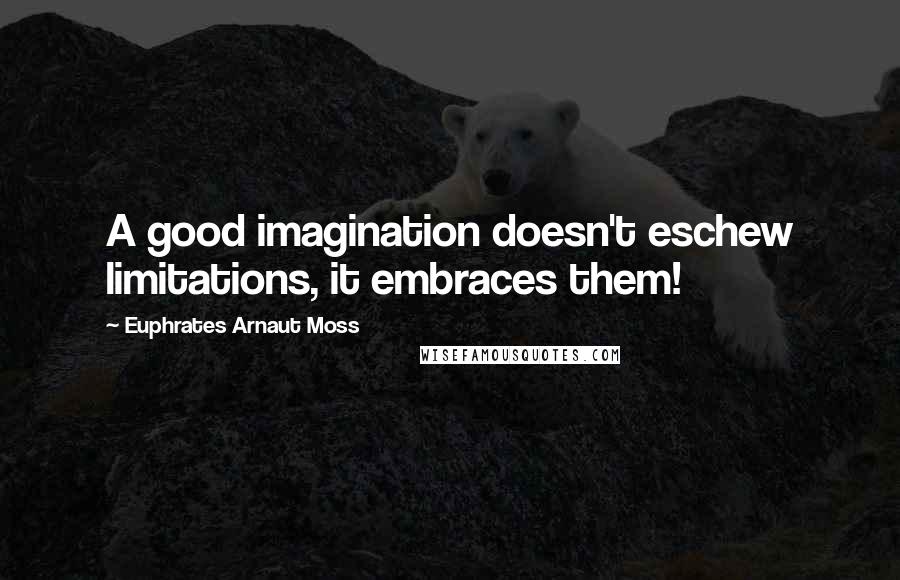 Euphrates Arnaut Moss Quotes: A good imagination doesn't eschew limitations, it embraces them!