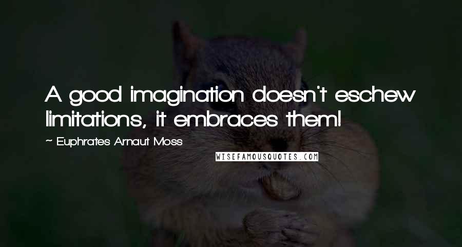 Euphrates Arnaut Moss Quotes: A good imagination doesn't eschew limitations, it embraces them!