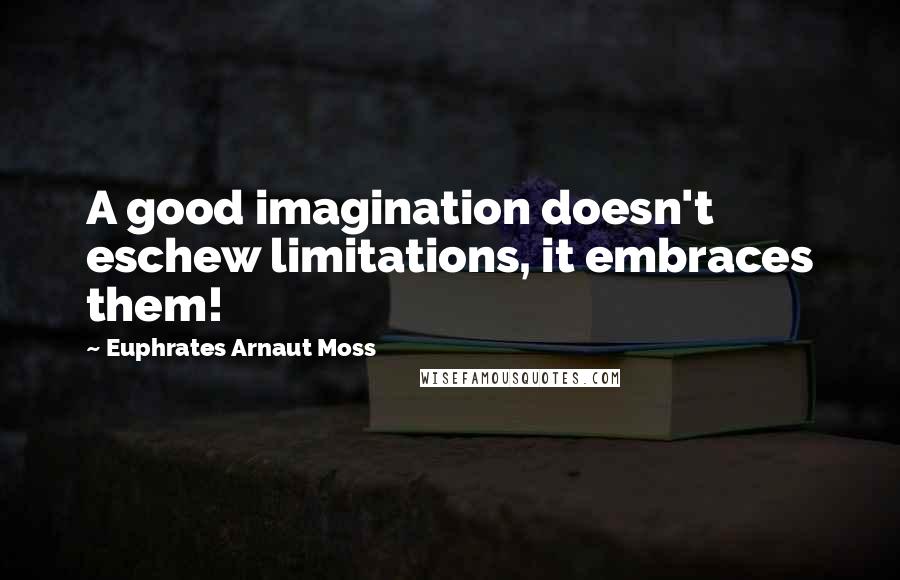 Euphrates Arnaut Moss Quotes: A good imagination doesn't eschew limitations, it embraces them!