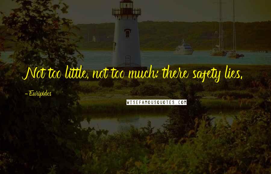 Euripides Quotes: Not too little, not too much: there safety lies.