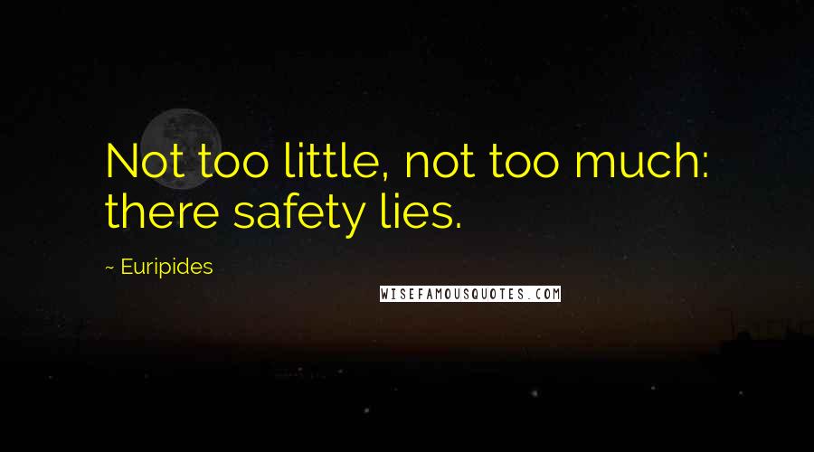 Euripides Quotes: Not too little, not too much: there safety lies.