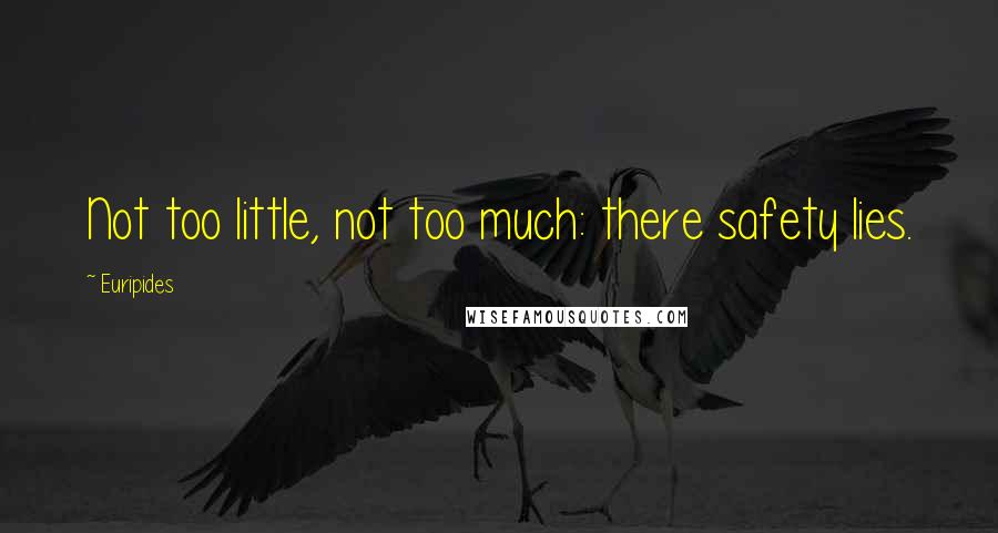 Euripides Quotes: Not too little, not too much: there safety lies.