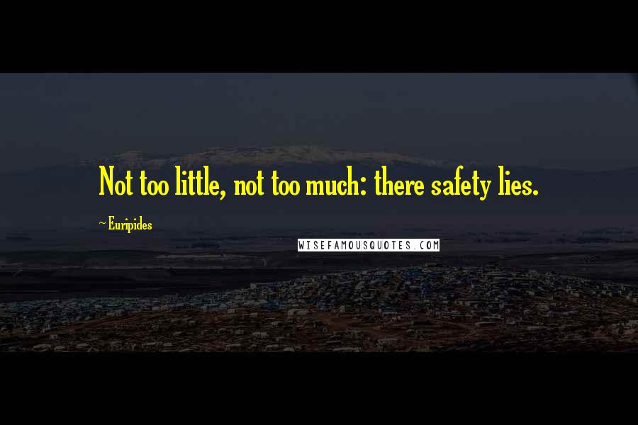 Euripides Quotes: Not too little, not too much: there safety lies.