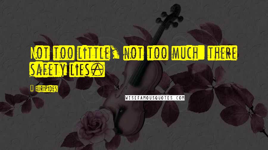 Euripides Quotes: Not too little, not too much: there safety lies.