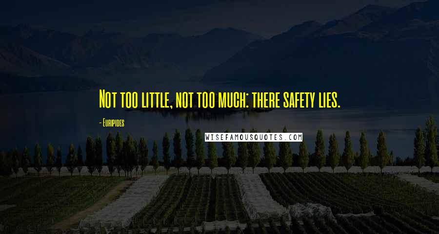 Euripides Quotes: Not too little, not too much: there safety lies.