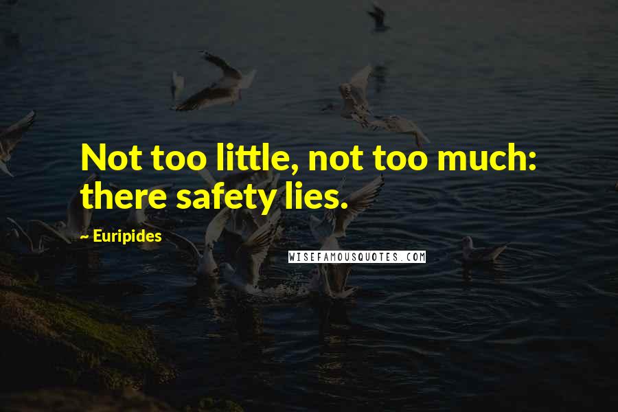 Euripides Quotes: Not too little, not too much: there safety lies.