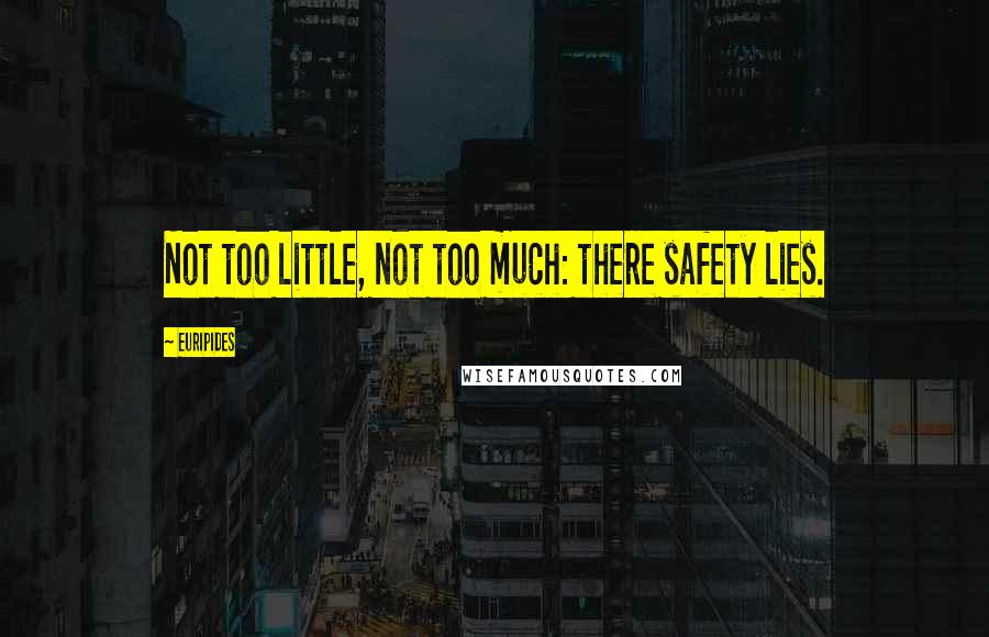 Euripides Quotes: Not too little, not too much: there safety lies.