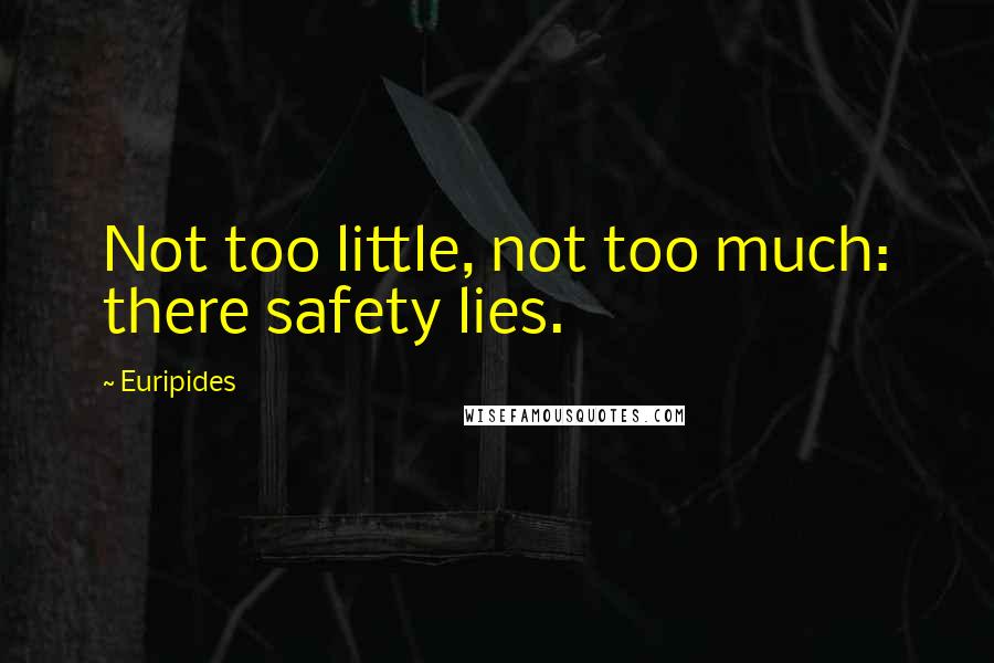 Euripides Quotes: Not too little, not too much: there safety lies.